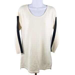 Calvin Klein Women’s Wool Blend Sweater Size M Faux Leather On Sleeves Pullover